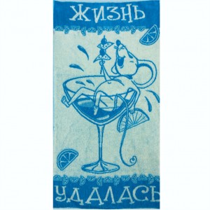 Махровое полотенце Мышонок в бокале 5736