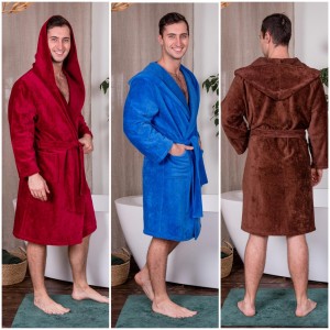 Халат СПОРТ велюр с капюшоном